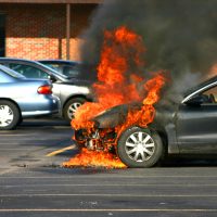 Closer,Look,At,A,Car,On,Fire.